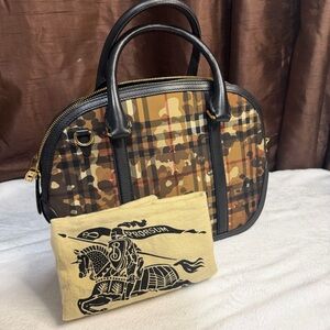 Burberry Camouflage Plaid Bag with Black Trim
